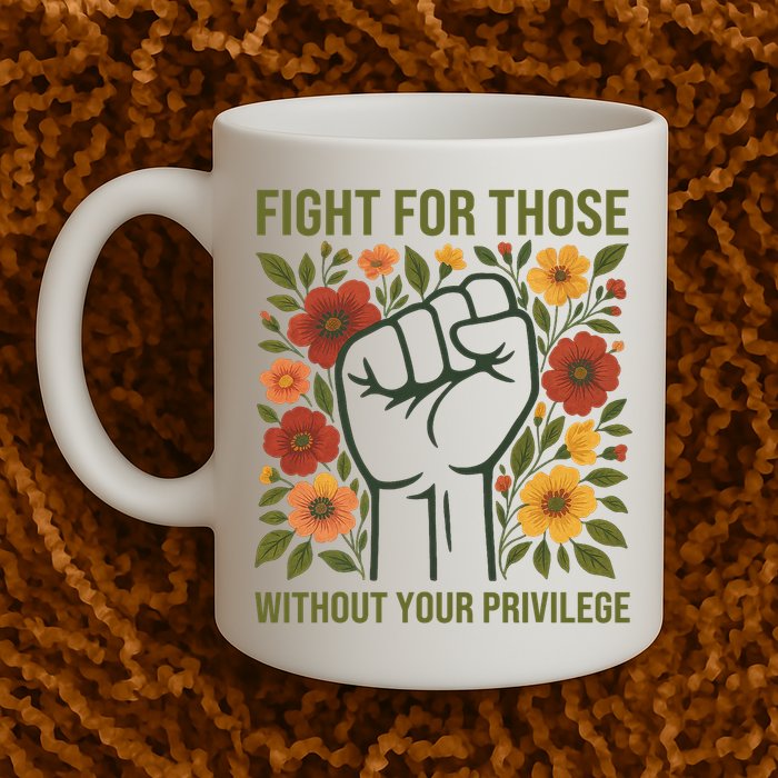 Fight For Those Without Your Privilege Quote Subtle Flower Mug