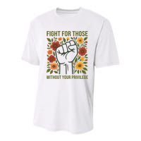 Fight For Those Without Your Privilege Quote Subtle Flower Youth Performance Sprint T-Shirt