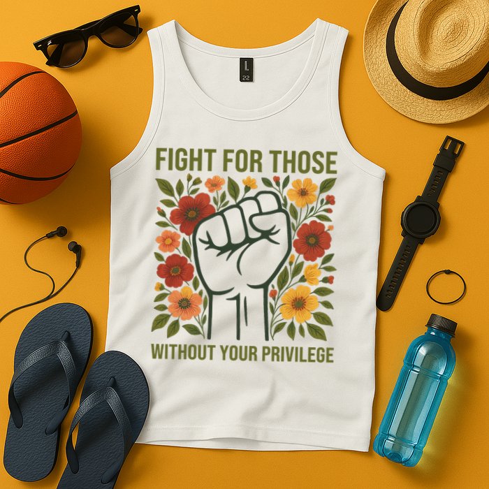 Fight For Those Without Your Privilege Quote Subtle Flower Tank Top