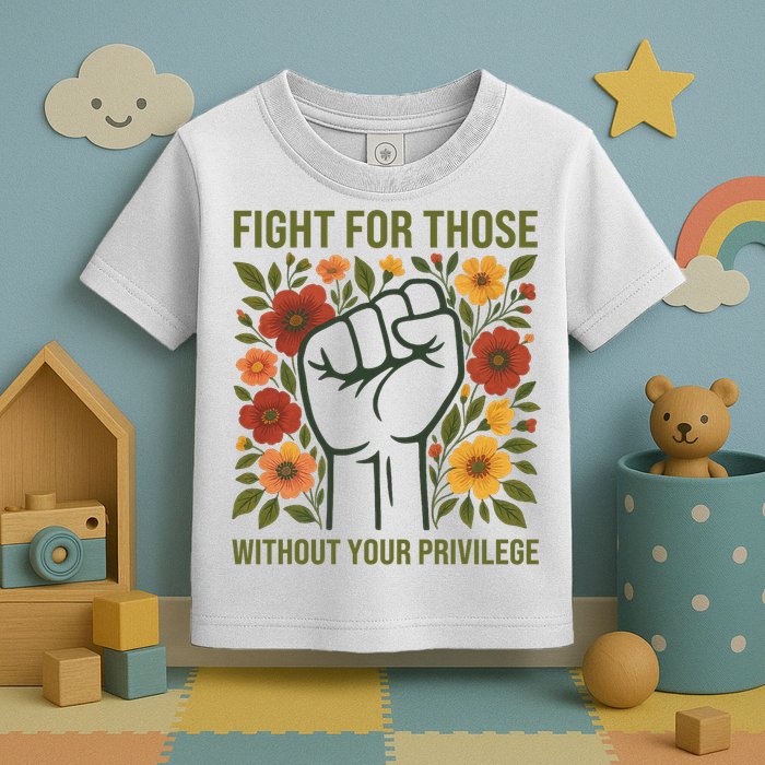 Fight For Those Without Your Privilege Quote Subtle Flower Toddler T-Shirt