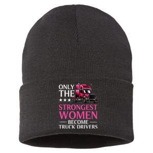 Funny Female Truck Driver Design For Wo Trucking Sustainable Knit Beanie