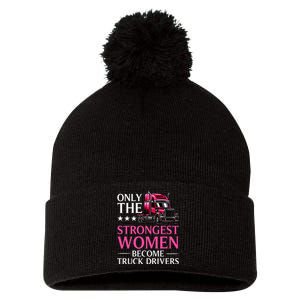 Funny Female Truck Driver Design For Wo Trucking Pom Pom 12in Knit Beanie