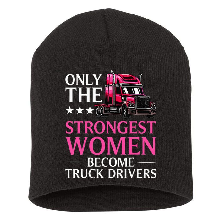 Funny Female Truck Driver Design For Wo Trucking Short Acrylic Beanie