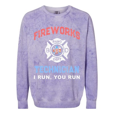 Funny FIREWORKS TECHNICIAN America Firefighter Pyro Expert Colorblast Crewneck Sweatshirt