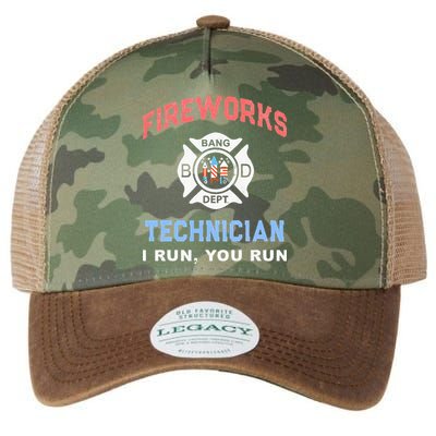 Funny FIREWORKS TECHNICIAN America Firefighter Pyro Expert Legacy Tie Dye Trucker Hat