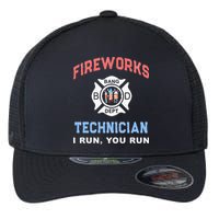 Funny FIREWORKS TECHNICIAN America Firefighter Pyro Expert Flexfit Unipanel Trucker Cap
