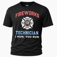 Funny FIREWORKS TECHNICIAN America Firefighter Pyro Expert Cooling Performance Crew T-Shirt