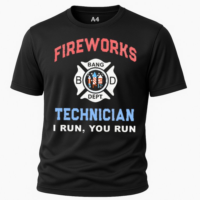 Funny FIREWORKS TECHNICIAN America Firefighter Pyro Expert Cooling Performance Crew T-Shirt