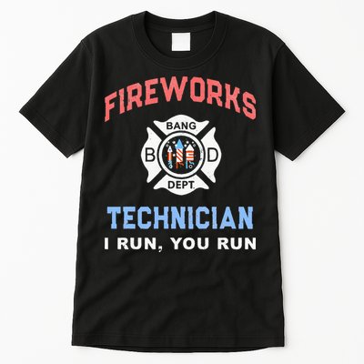 Funny FIREWORKS TECHNICIAN America Firefighter Pyro Expert Tall T-Shirt