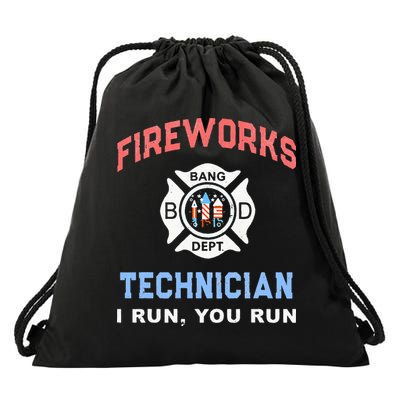 Funny FIREWORKS TECHNICIAN America Firefighter Pyro Expert Drawstring Bag