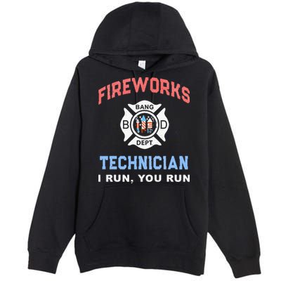 Funny FIREWORKS TECHNICIAN America Firefighter Pyro Expert Premium Pullover Hoodie