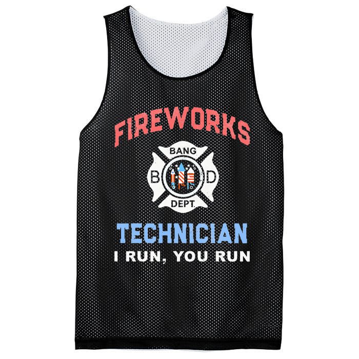 Funny FIREWORKS TECHNICIAN America Firefighter Pyro Expert Mesh Reversible Basketball Jersey Tank