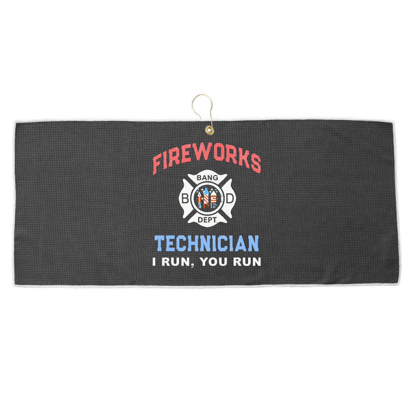 Funny FIREWORKS TECHNICIAN America Firefighter Pyro Expert Large Microfiber Waffle Golf Towel