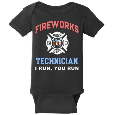 Funny FIREWORKS TECHNICIAN America Firefighter Pyro Expert Baby Bodysuit