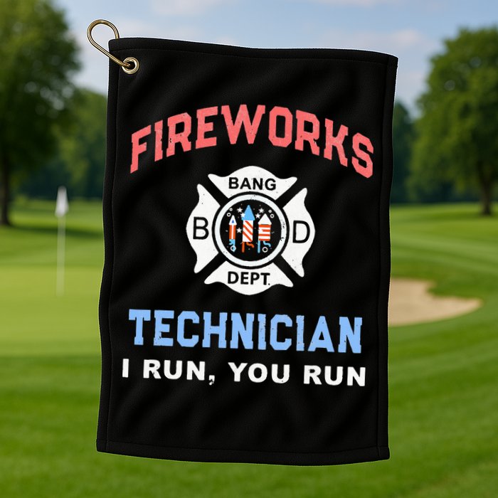 Funny FIREWORKS TECHNICIAN America Firefighter Pyro Expert Golf Towel