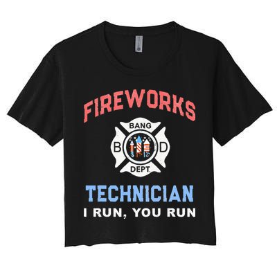 Funny FIREWORKS TECHNICIAN America Firefighter Pyro Expert Crop Top