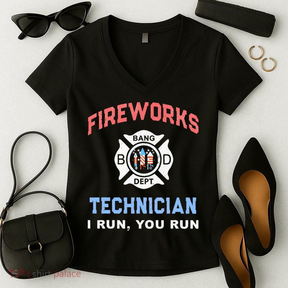 Funny FIREWORKS TECHNICIAN America Firefighter Pyro Expert Women's V-Neck T-Shirt