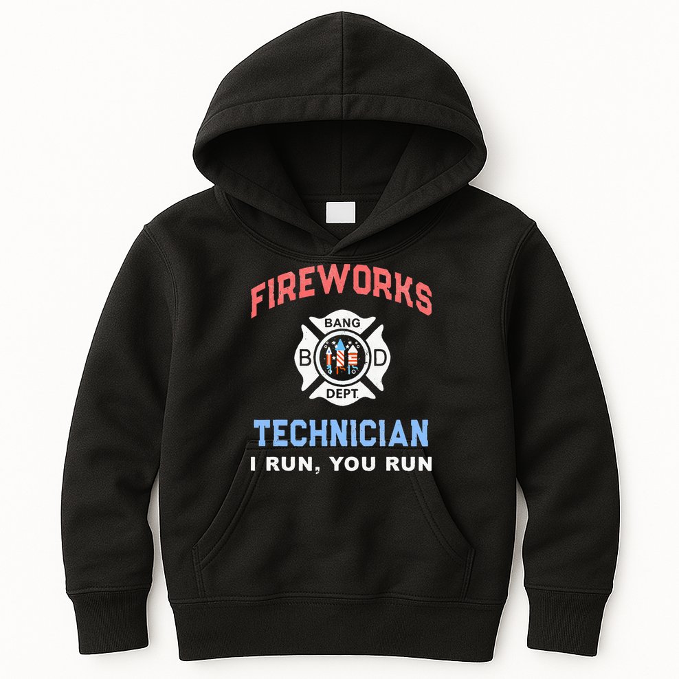 Funny FIREWORKS TECHNICIAN America Firefighter Pyro Expert Kids Hoodie