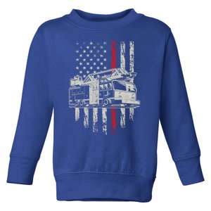 Firefighter Fire Truck Usa Flag Red Line Distressed Novelty Gift Toddler Sweatshirt