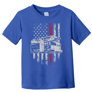 Firefighter Fire Truck Usa Flag Red Line Distressed Novelty Gift Toddler T-Shirt