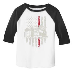 Firefighter Fire Truck Usa Flag Red Line Distressed Novelty Gift Toddler Fine Jersey T-Shirt