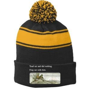 Frogs Funny Toads Meme Lover Stripe Pom Pom Beanie