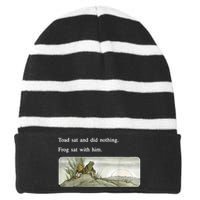 Frogs Funny Toads Meme Lover Striped Beanie with Solid Band