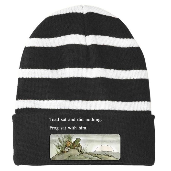 Frogs Funny Toads Meme Lover Striped Beanie with Solid Band