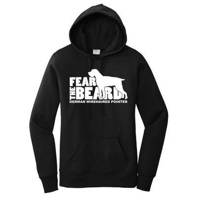 Funny Fear The Beard Gift Funny German Wirehaired Pointer Gift Women's Pullover Hoodie