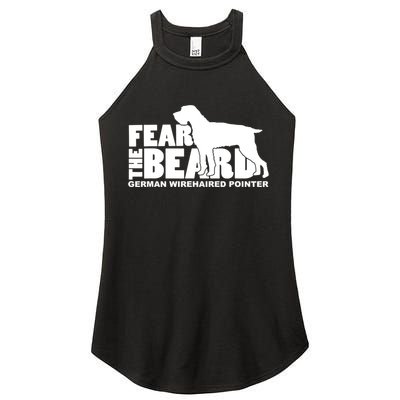 Funny Fear The Beard Gift Funny German Wirehaired Pointer Gift Women's Perfect Tri Rocker Tank