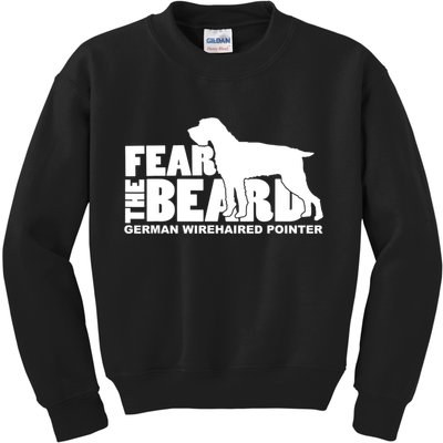 Funny Fear The Beard Gift Funny German Wirehaired Pointer Gift Kids Sweatshirt