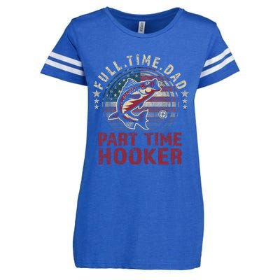 Fishing-Shirt Full Time Dad Part Time Hooker Funny Bass Dad Enza Ladies Jersey Football T-Shirt