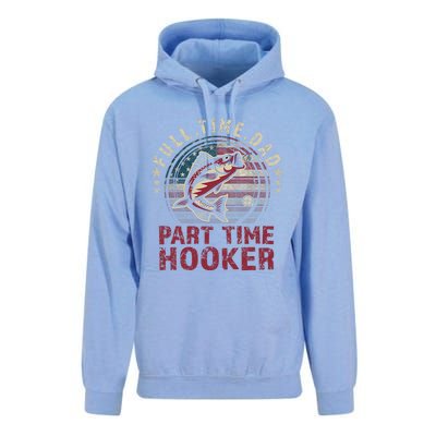 Fishing-Shirt Full Time Dad Part Time Hooker Funny Bass Dad Unisex Surf Hoodie