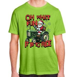 Farm Fun To Ride Santa Tractor Christmas Adult ChromaSoft Performance T-Shirt