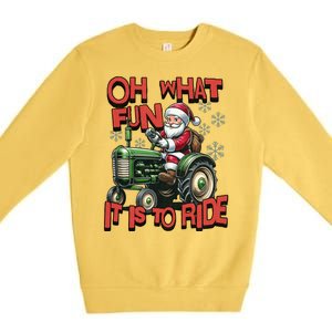 Farm Fun To Ride Santa Tractor Christmas Premium Crewneck Sweatshirt