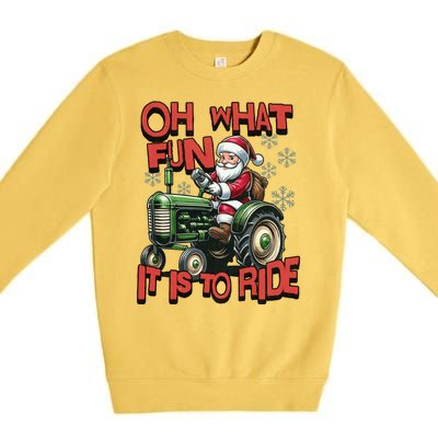 Farm Fun To Ride Santa Tractor Christmas Premium Crewneck Sweatshirt