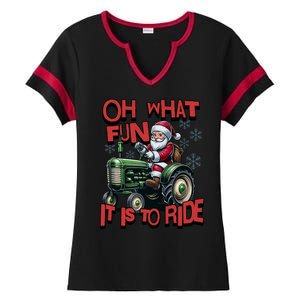 Farm Fun To Ride Santa Tractor Christmas Ladies Halftime Notch Neck Tee