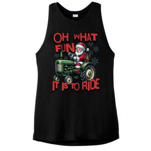 Farm Fun To Ride Santa Tractor Christmas Ladies PosiCharge Tri-Blend Wicking Tank