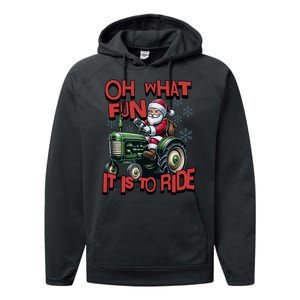 Farm Fun To Ride Santa Tractor Christmas Performance Fleece Hoodie