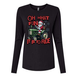 Farm Fun To Ride Santa Tractor Christmas Womens Cotton Relaxed Long Sleeve T-Shirt