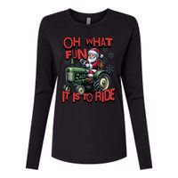 Farm Fun To Ride Santa Tractor Christmas Womens Cotton Relaxed Long Sleeve T-Shirt