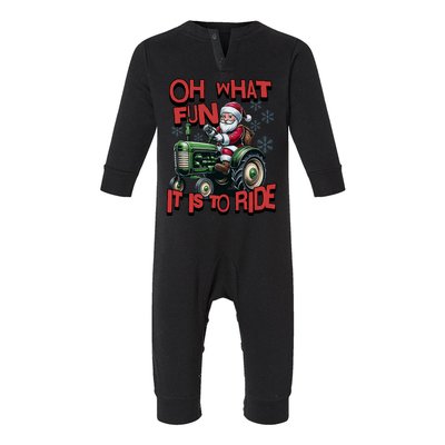 Farm Fun To Ride Santa Tractor Christmas Infant Fleece One Piece