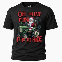 Farm Fun To Ride Santa Tractor Christmas Cooling Performance Crew T-Shirt