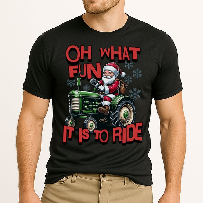 Farm Fun To Ride Santa Tractor Christmas Cooling Performance Crew T-Shirt