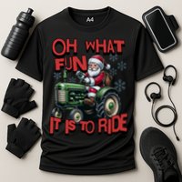 Farm Fun To Ride Santa Tractor Christmas Cooling Performance Crew T-Shirt