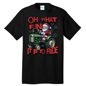 Farm Fun To Ride Santa Tractor Christmas Tall T-Shirt