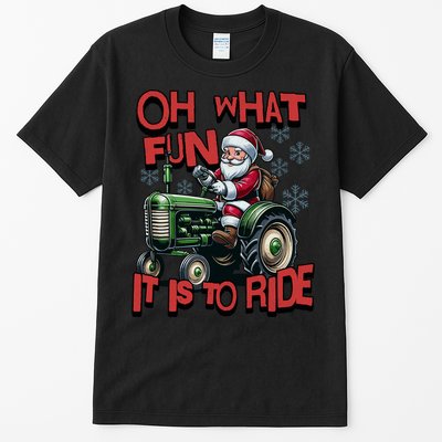 Farm Fun To Ride Santa Tractor Christmas Tall T-Shirt