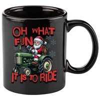 Farm Fun To Ride Santa Tractor Christmas 11oz C Handle Ceramic Mug