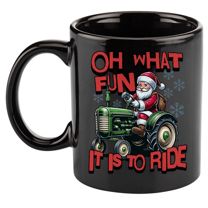 Farm Fun To Ride Santa Tractor Christmas 11oz C Handle Ceramic Mug