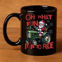 Farm Fun To Ride Santa Tractor Christmas 11oz C Handle Ceramic Mug